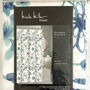 Nicole Miller Fabric Shower Curtain Robyn Floral 72 x 72 100% Cotton Blend NOS
